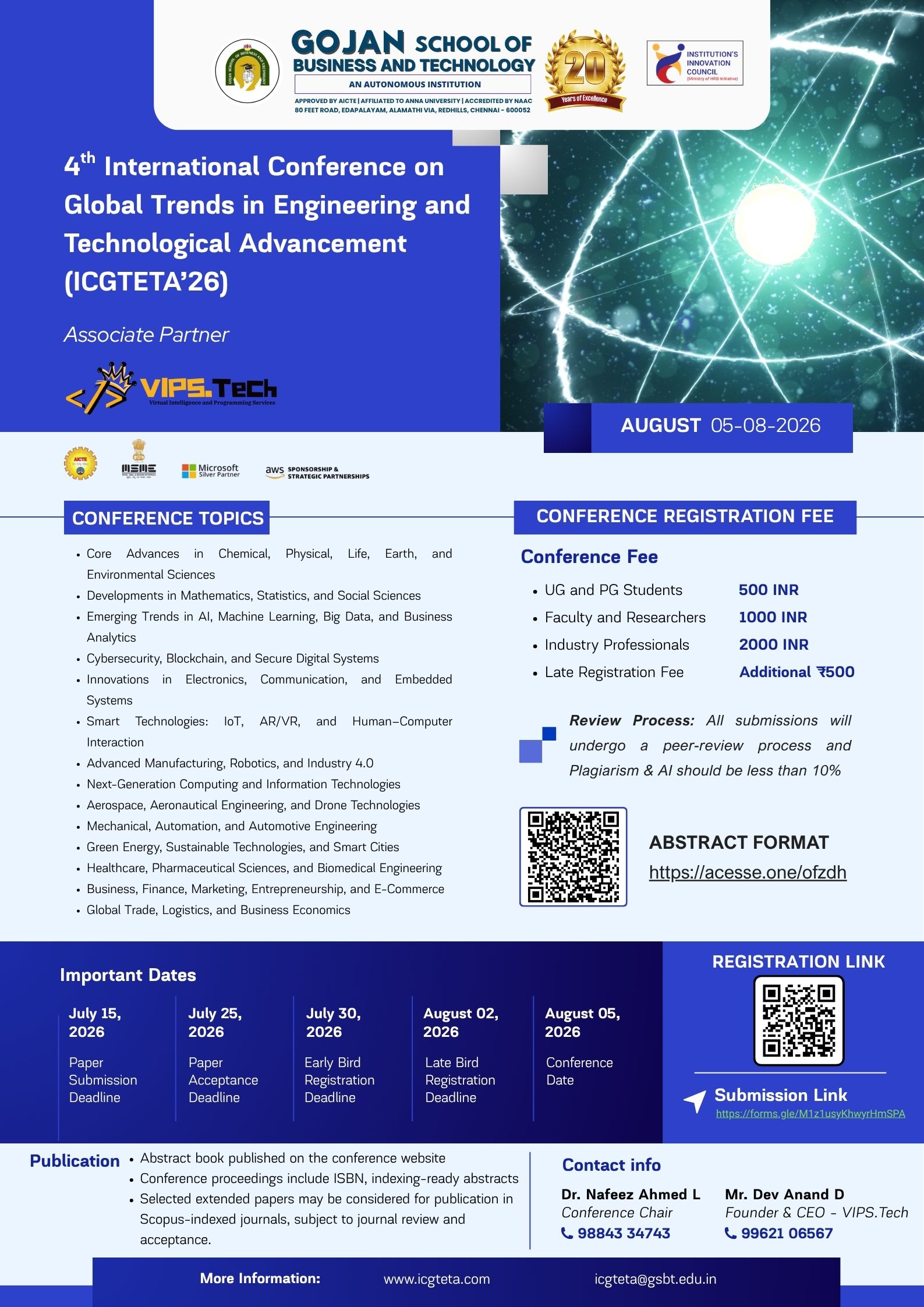 4th International Conference on Global Trends in Engineering and Technological Advancement (ICGTETA'26) International Conference Poster 